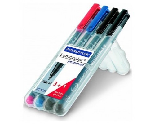 ESTUCHE 4 MARCADORES LUMOCOLOR PERMANENTE PUNTA MEDIA 1MM. SURTIDOS STAEDTLER 317 WP4 (Espera 4 dias)